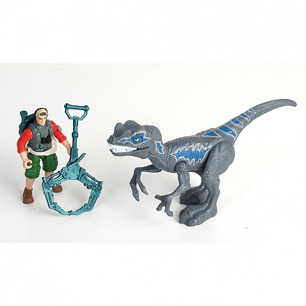 Игровой набор: Мегалозавр и охотник со снаряжением 